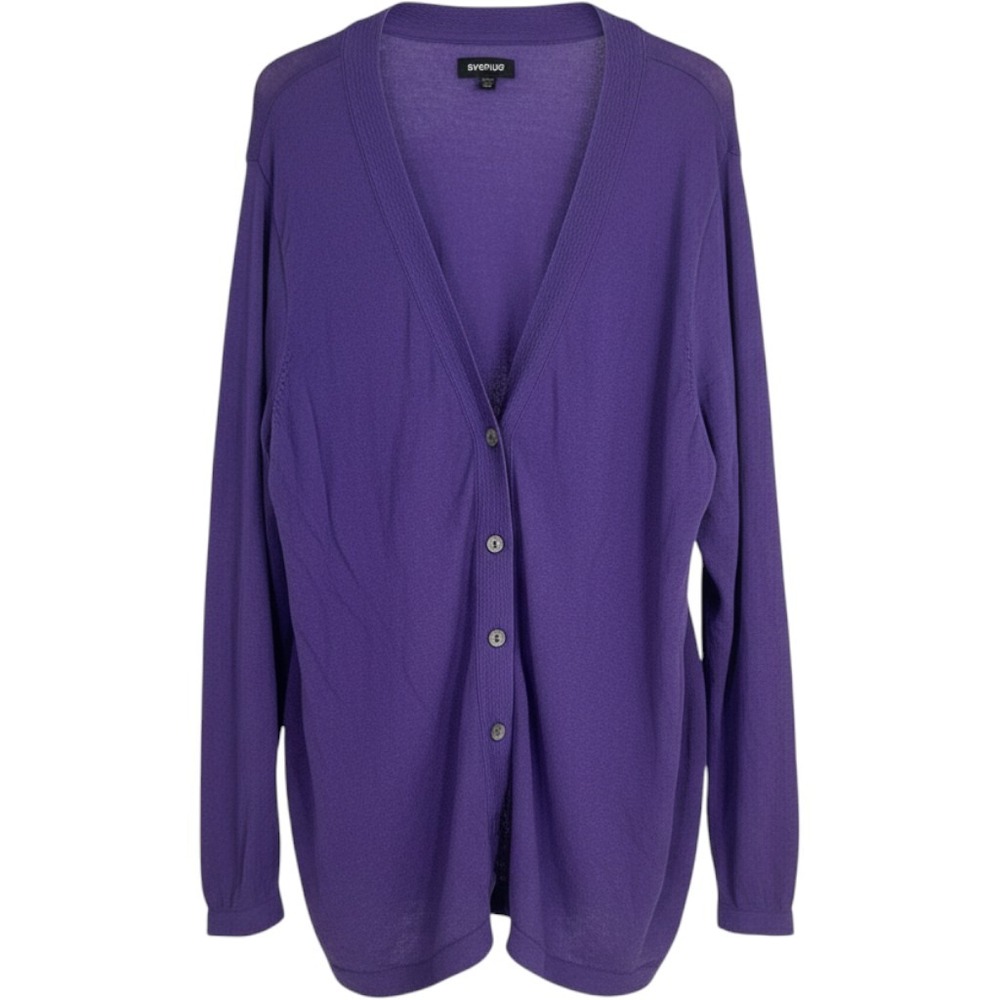 Avenue Womens Purple V-Neck Button Front Cardigan Sweater Plus Size 18/20